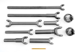 Forks with pinions and universal joints