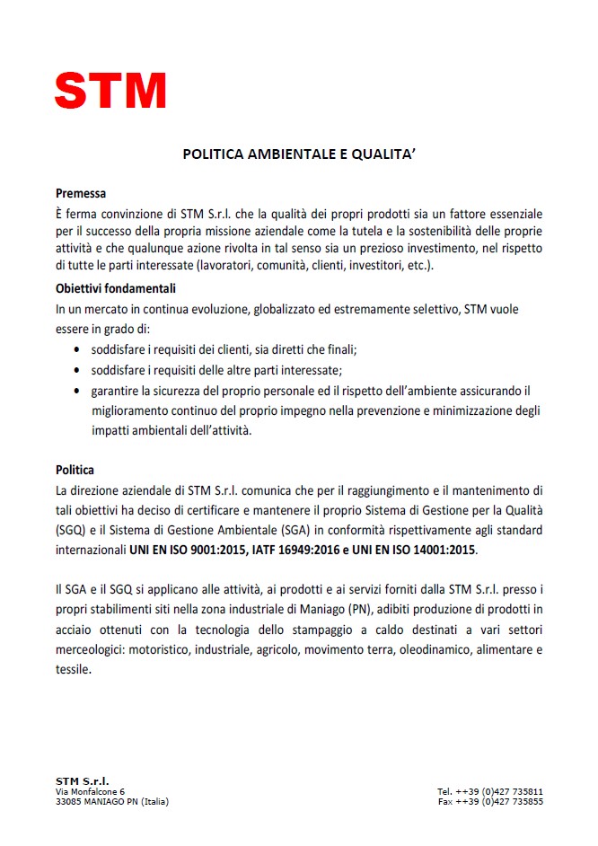 Environmental policy and quality