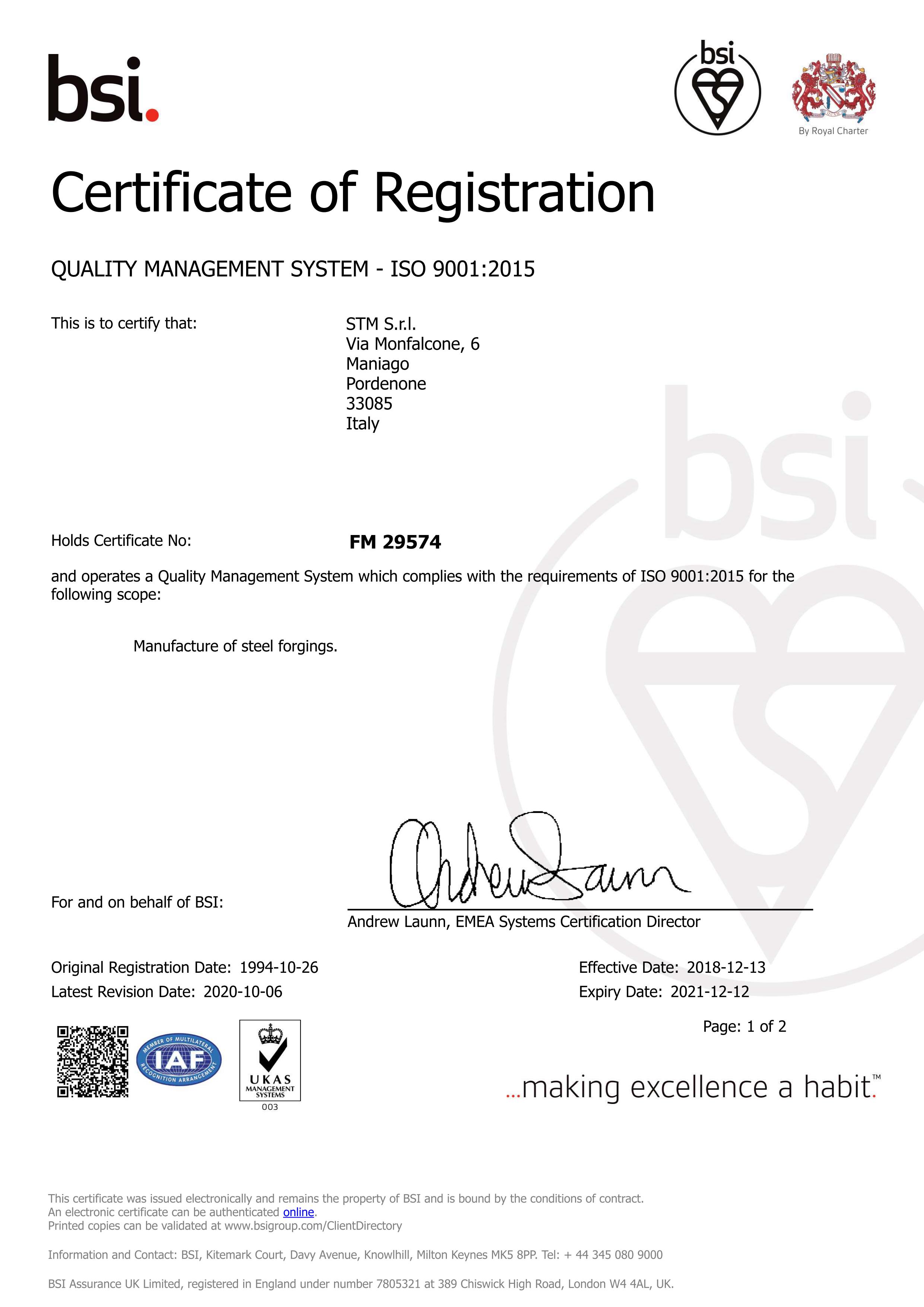 UNI EN ISO 9001:2015